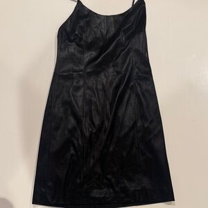 Alice + Olivia Black Mini Dress faux leather